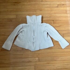 Peregrine Cream Cable Knit Full Zip Sweater Cardigan Off-White Chunky Knit